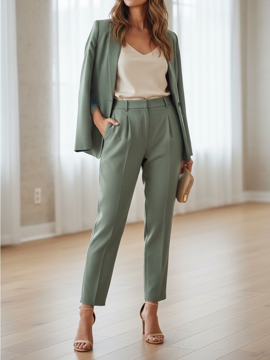 Holt Renfrew Pants - Holt Renfrew Vintage 80’s/90’s Pure New Wool Sage Green Ultra High Rise Trouser